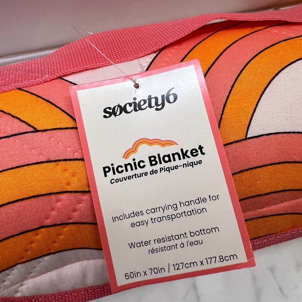Society 6 Picnic Beach Blanket 
NWT Carry Strap Roll Up Water Resistant 50x70